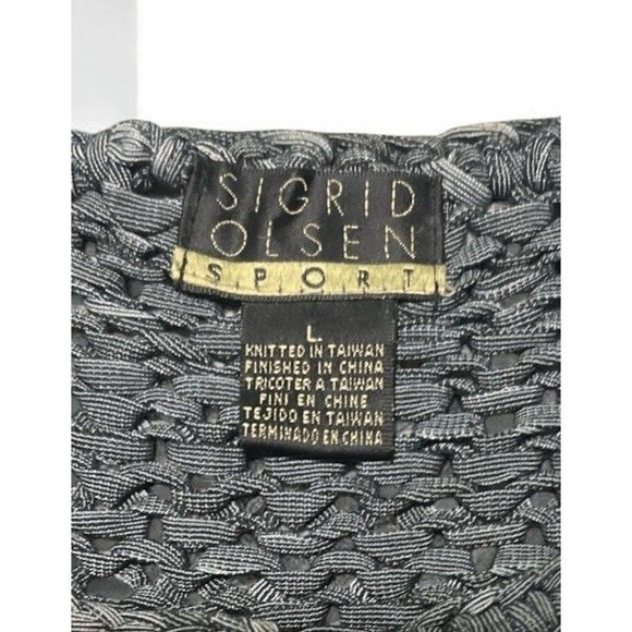 Sigrid Olsen Sport Cardigan Women’s L Gray Chunky Knit Button Up Sweater - Picture 3 of 3
